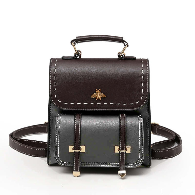 Vintage Pu Leather Women Backpack