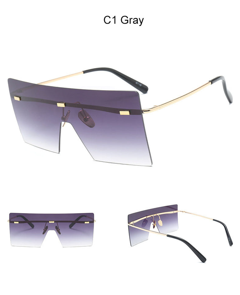 Oversized Brown Luxury Brand Rimless glasses