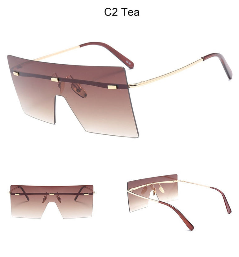 Oversized Brown Luxury Brand Rimless glasses