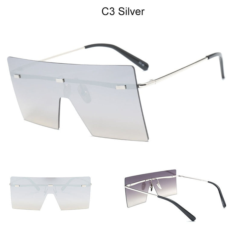 Oversized Brown Luxury Brand Rimless glasses