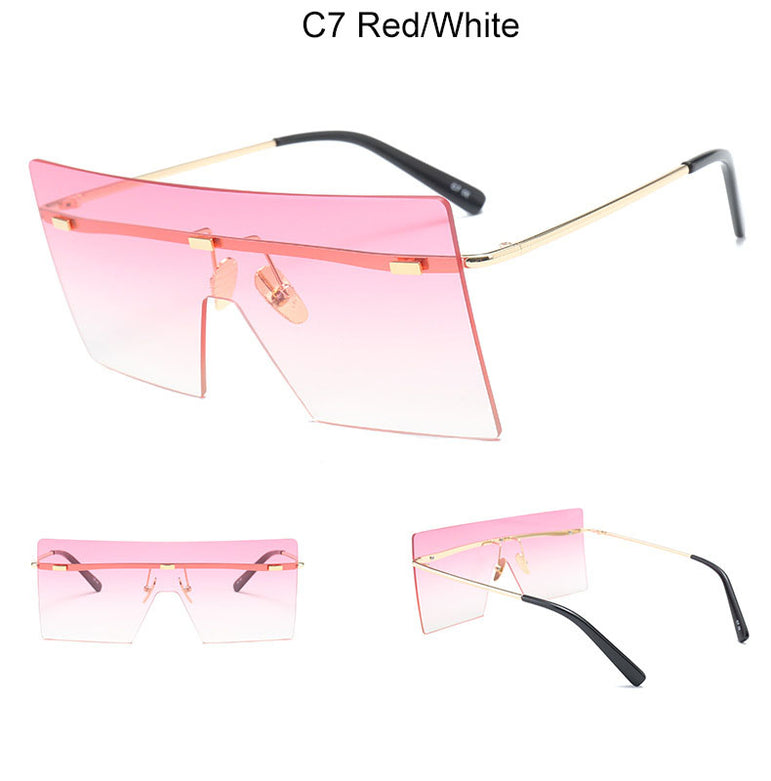 Oversized Brown Luxury Brand Rimless glasses