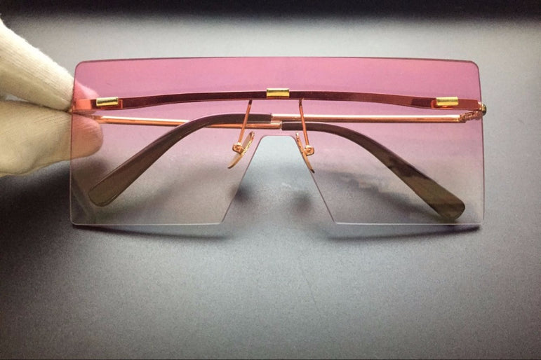 Oversized Brown Luxury Brand Rimless glasses