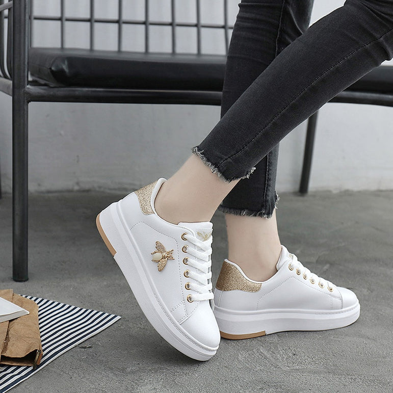 Fashion Breathable PU Leather Women Sneakers