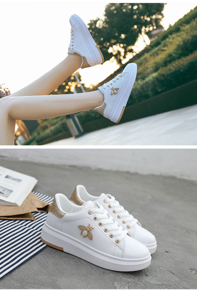 Fashion Breathable PU Leather Women Sneakers