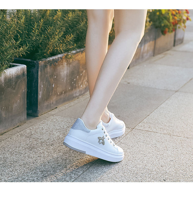 Fashion Breathable PU Leather Women Sneakers