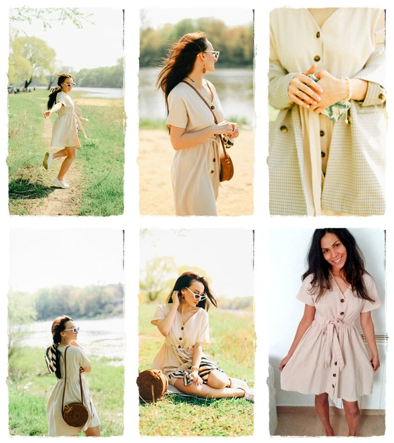 Simplee Vintage button women dress