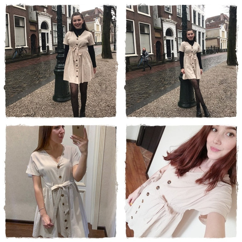 Simplee Vintage button women dress