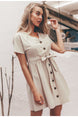 Simplee Vintage button women dress