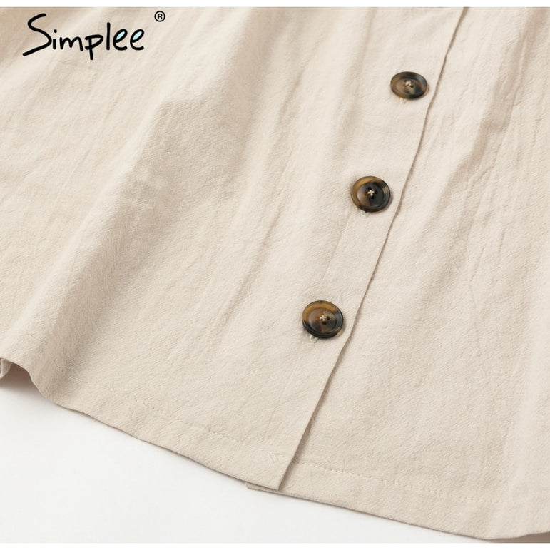 Simplee Vintage button women dress