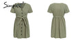 Simplee Vintage button women dress