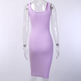 Knee-Length Dress Knitted Elastic Sleeveless