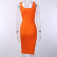 Knee-Length Dress Knitted Elastic Sleeveless