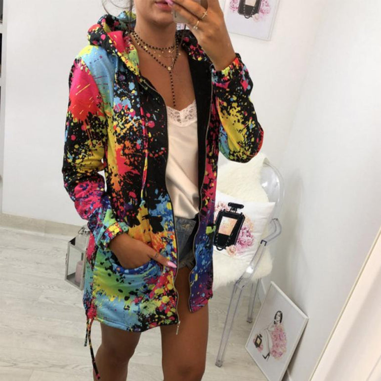 Outerwear Coats Fashion Tie dyeing Print