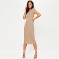 Spring Party Dress Fashion Solid O-Neck