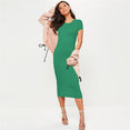 Spring Party Dress Fashion Solid O-Neck