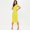 Spring Party Dress Fashion Solid O-Neck