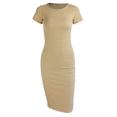 Spring Party Dress Fashion Solid O-Neck