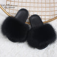 Fluffy Real FOX Fur Slides