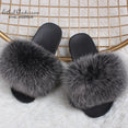 Fluffy Real FOX Fur Slides