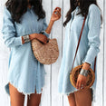 Cute Lady Long Sleeve Denim Shirt Dress