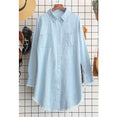 Cute Lady Long Sleeve Denim Shirt Dress