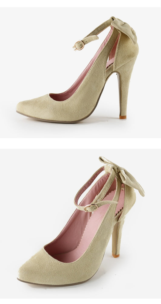 Pointed Toe Buckle Strap Butterfly Pump