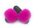 Real Fox Fur Slides Women Non-slip Slippers