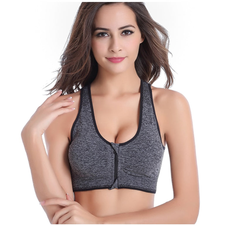 Zipper Push Up Sports Bras