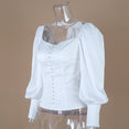 Square Collar White Tunic Women Blouse