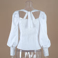 Square Collar White Tunic Women Blouse