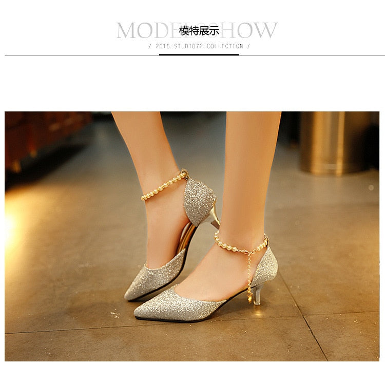 Sexy Pointed toe Pearl High heels shoes