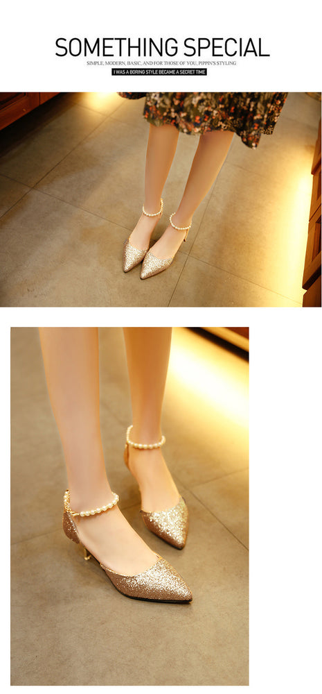 Sexy Pointed toe Pearl High heels shoes