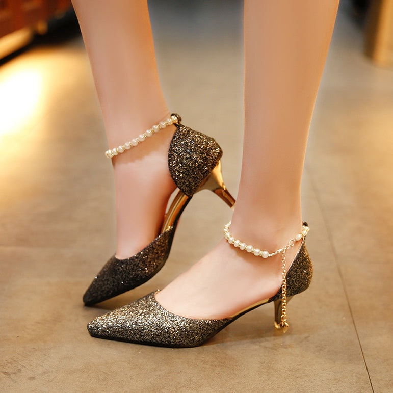 Sexy Pointed toe Pearl High heels shoes