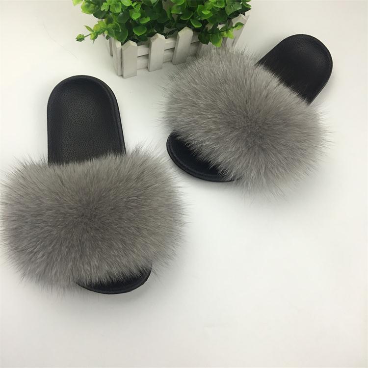 Cute Plush Fox Hair Fluffy Slippers