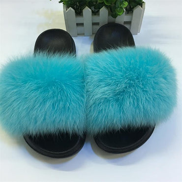 Cute Plush Fox Hair Fluffy Slippers