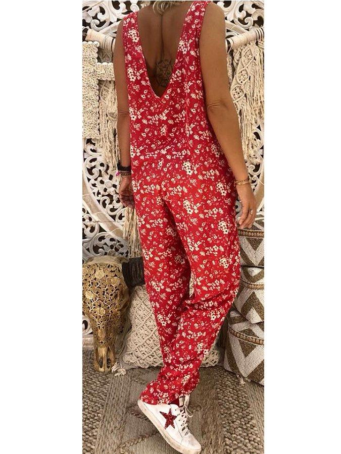 Flower Print  Loose Jumpsuits Rompers