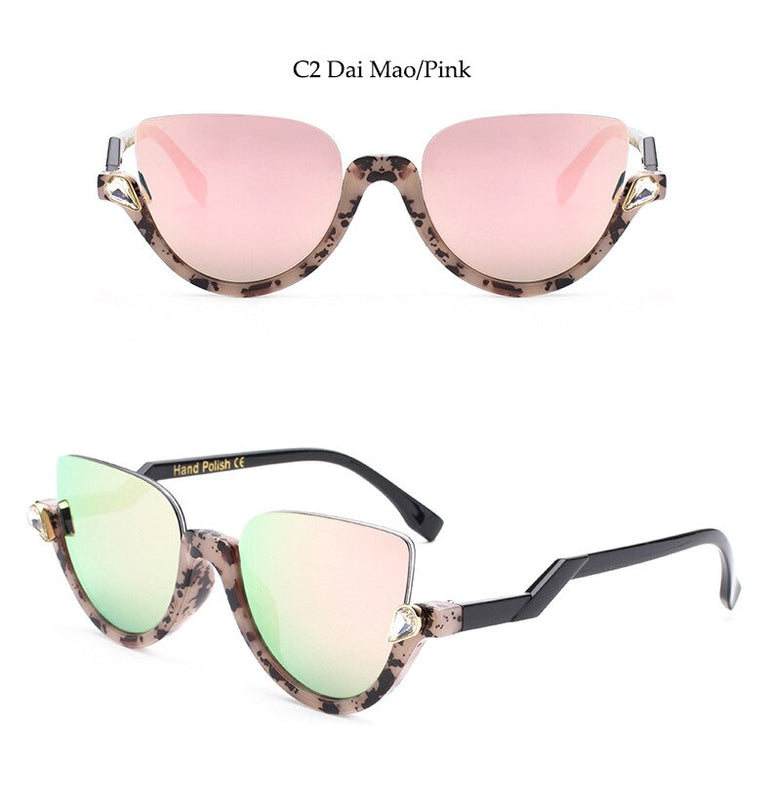 Vintage Half Frame Cat Eye Sunglasses