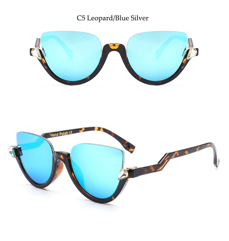 Vintage Half Frame Cat Eye Sunglasses