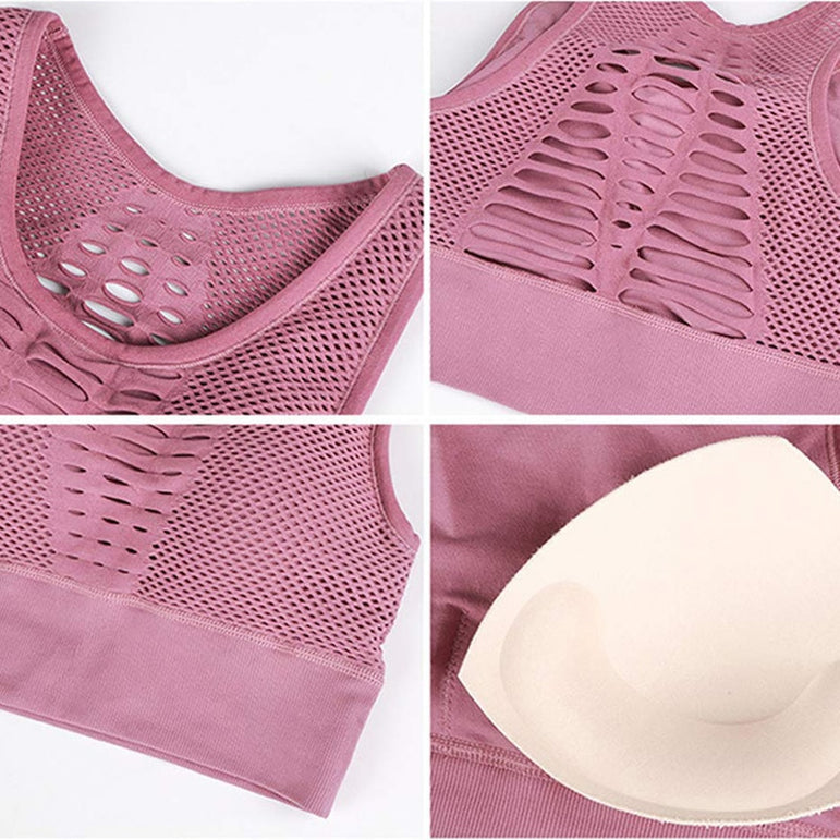 Bra Sexy Mesh Sports Top Push Up