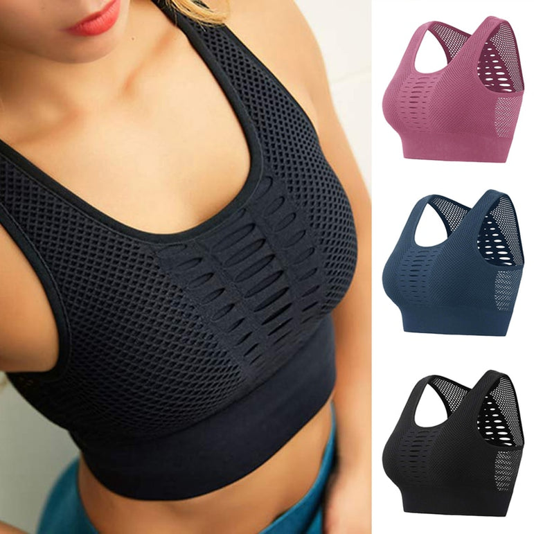 Bra Sexy Mesh Sports Top Push Up