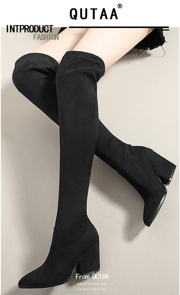 Over Knee High Elastic Fabric Women Boots