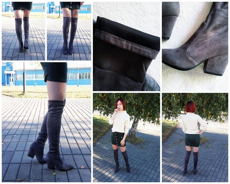 Over Knee High Elastic Fabric Women Boots