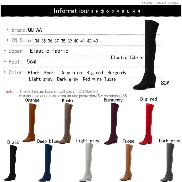 Over Knee High Elastic Fabric Women Boots