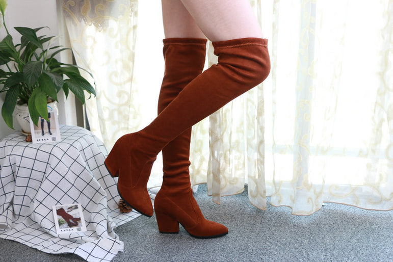 Over Knee High Elastic Fabric Women Boots