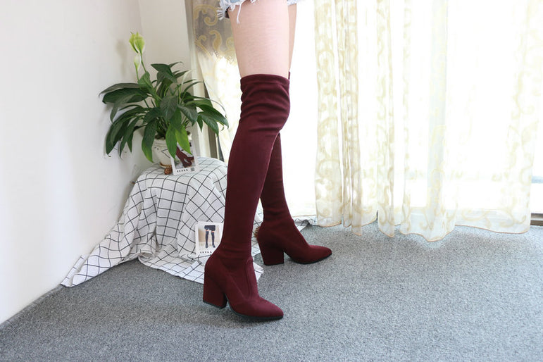 Over Knee High Elastic Fabric Women Boots