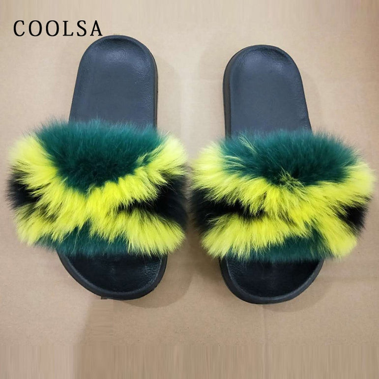 Fox Fur Slides Female Indoor Flip Flops