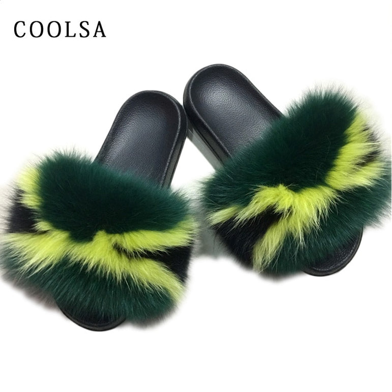 Fox Fur Slides Female Indoor Flip Flops