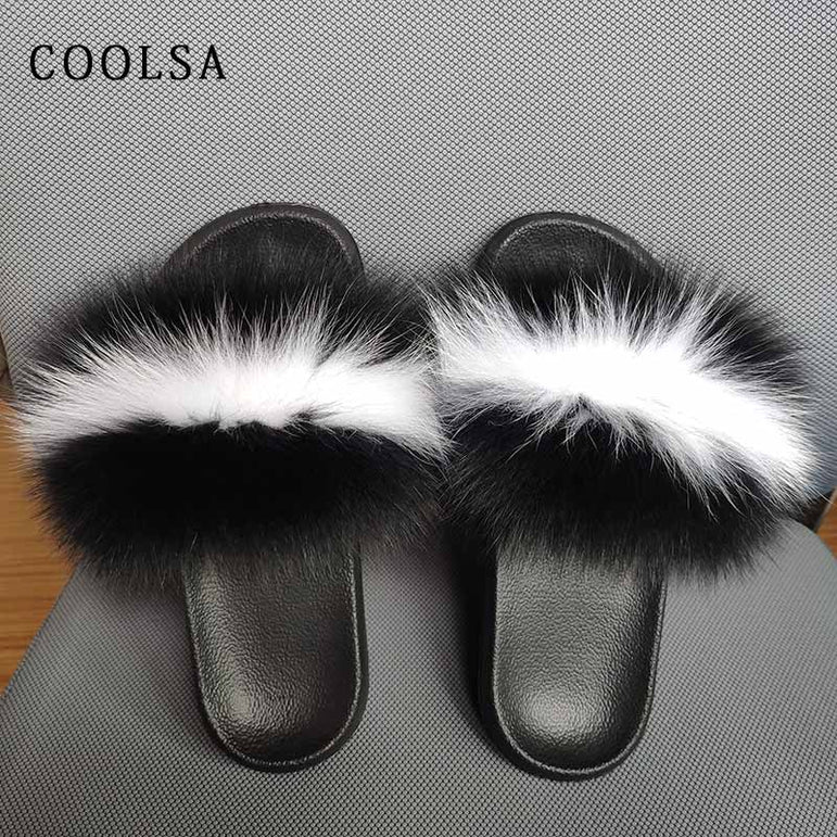 Fox Fur Slides Female Indoor Flip Flops