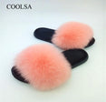 Summer Ladies Colorful Fox Fur Fluffy Slippers