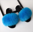 Summer Ladies Colorful Fox Fur Fluffy Slippers